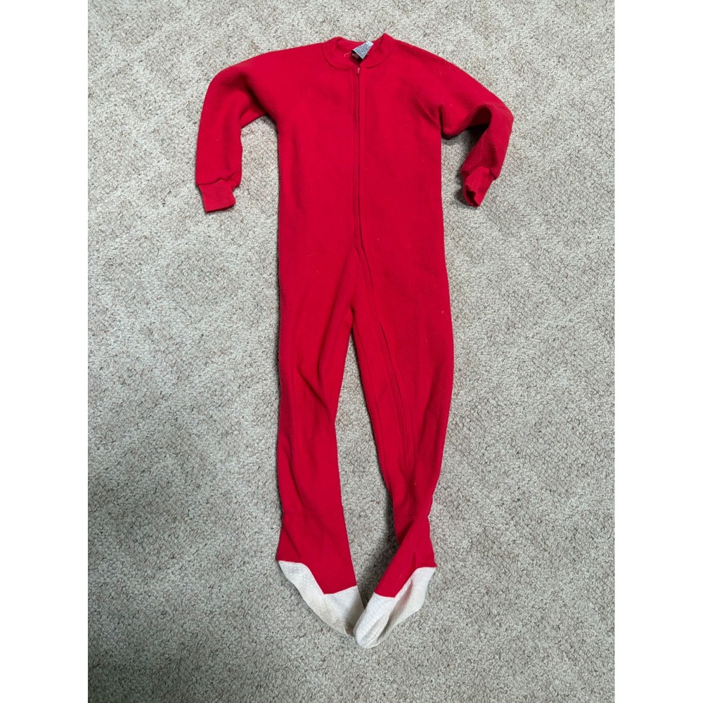 Dancing Bears Kids Red Fleece Footed Pajamas Sleeper Size 4T Vintage Style